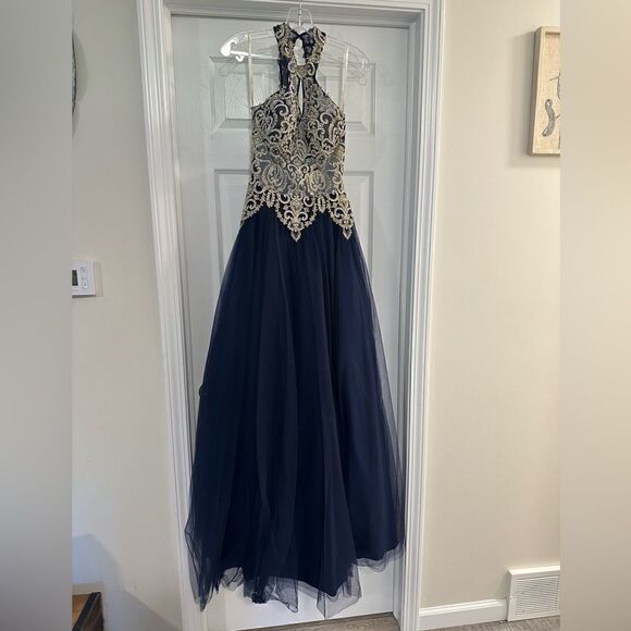 Envious Couture Karishma Navy Formal Gown Prom Homecoming Sz 4 - Picture 1 of 8